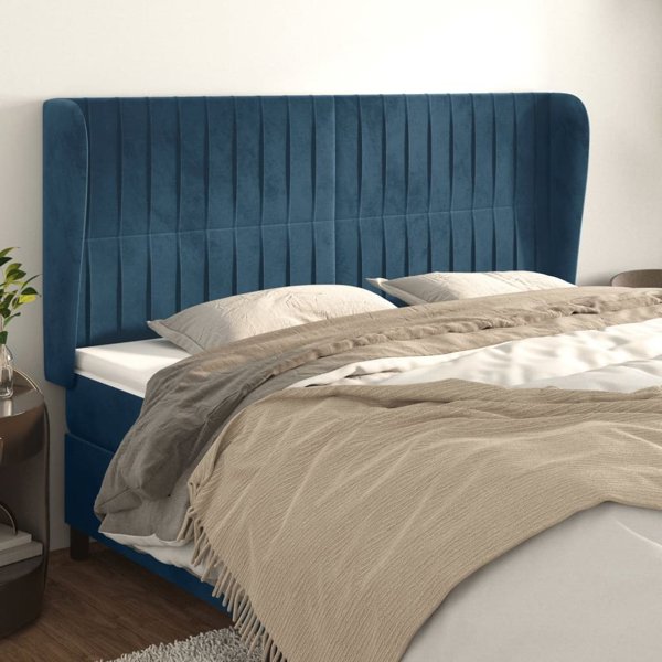vidaXL Κεφαλάρι uszak, σκούρο μπλε, 163x23x118/128 εκ., βελούδινο