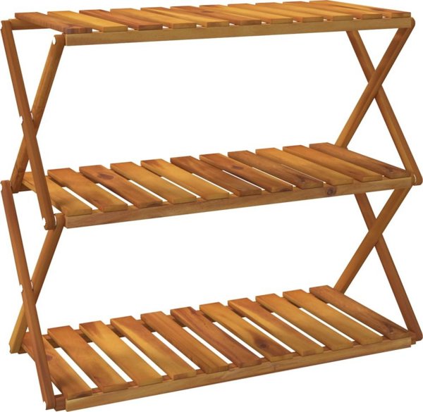 vidaXL Πτυσσόμενη ραφιέρα με 3 ράφια, καφέ, 70x31x63 cm, ξύλο ακακίας