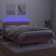 vidaXL Κρεβάτι κέτνιενταλ με στρώμα και LED, ροζ βελούδο 140x190 cm