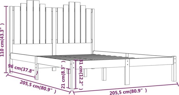 vidaXL Κρεβατοκάμαρα από μασίφ πεύκο, 200x200 cm