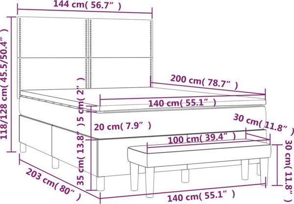 vidaXL Κρεβάτι continental με στρώμα, μαύρο, οικολογικό δέρμα 140x200 cm