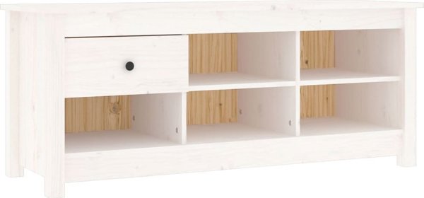 vidaXL Ντουλάπι για παπούτσια, λευκό, 110x38x45,5 εκ., μασιφ ξύλο πεύκου