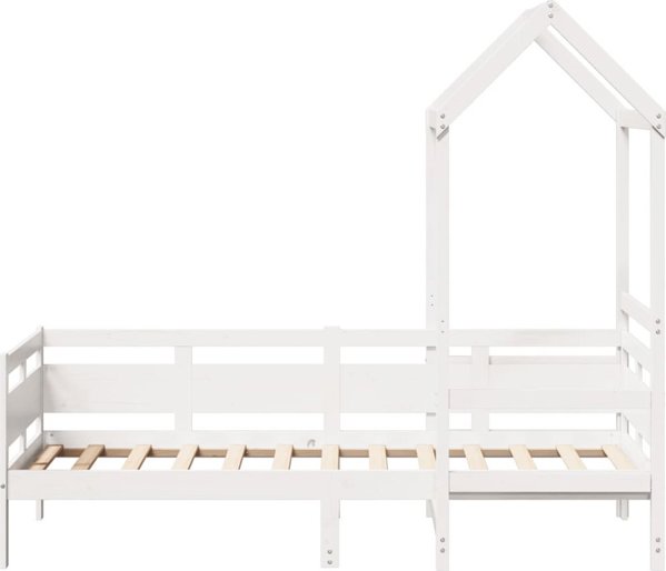 vidaXL Κρεβάτι ημέρας με τέντα, λευκό, 80x200 cm, από μασίφ ξύλο πεύκου