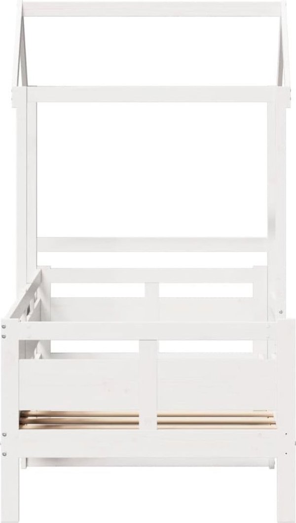 vidaXL Κρεβάτι ημέρας με τέντα, λευκό, 80x200 cm, από μασίφ ξύλο πεύκου