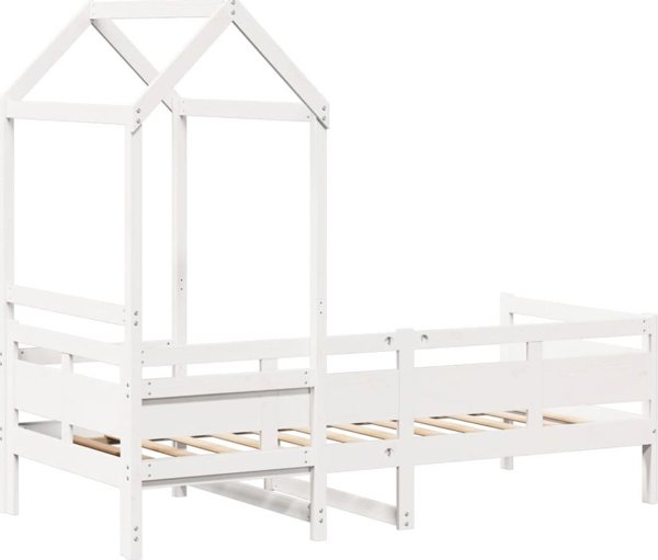 vidaXL Κρεβάτι ημέρας με τέντα, λευκό, 80x200 cm, από μασίφ ξύλο πεύκου