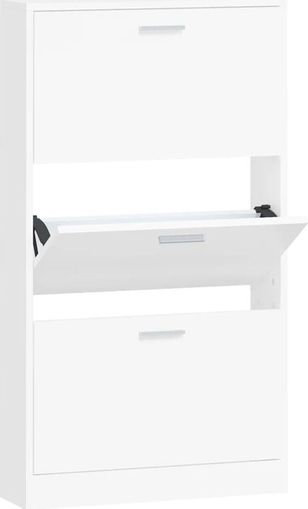 vidaXL Παπουτσοθήκη, λευκή, 59x17x108 εκ., ξυλώδες υλικό