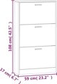 vidaXL Παπουτσοθήκη, λευκή, 59x17x108 εκ., ξυλώδες υλικό
