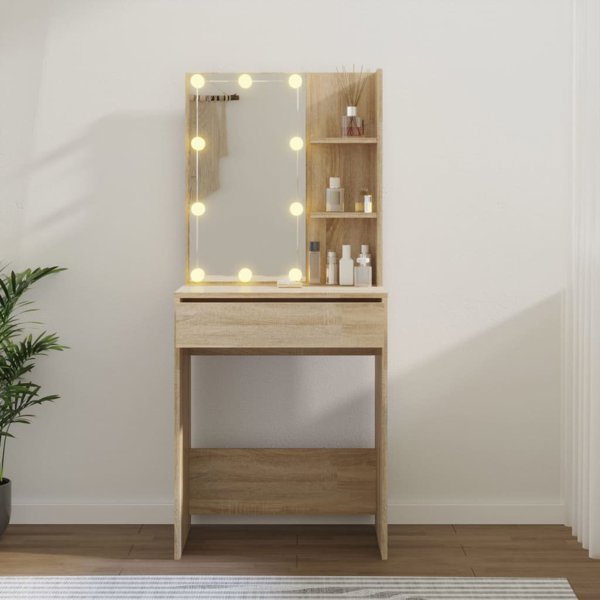 vidaXL Τουαλέτα με Φωτισμό LED, Δρυς Σονόμα, 60x40x140 εκ.