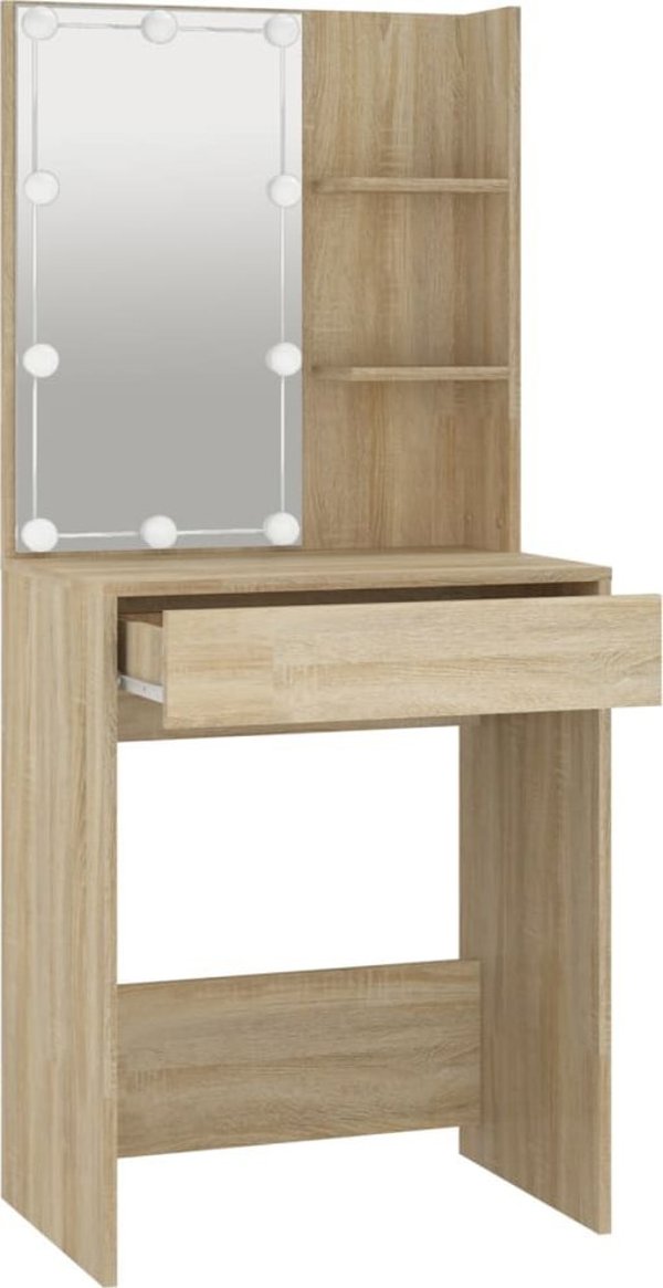 vidaXL Τουαλέτα με Φωτισμό LED, Δρυς Σονόμα, 60x40x140 εκ.