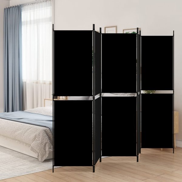 vidaXL vidaXL Parawan 5-panelowy, czarny, 250 x 180 cm, tkanina