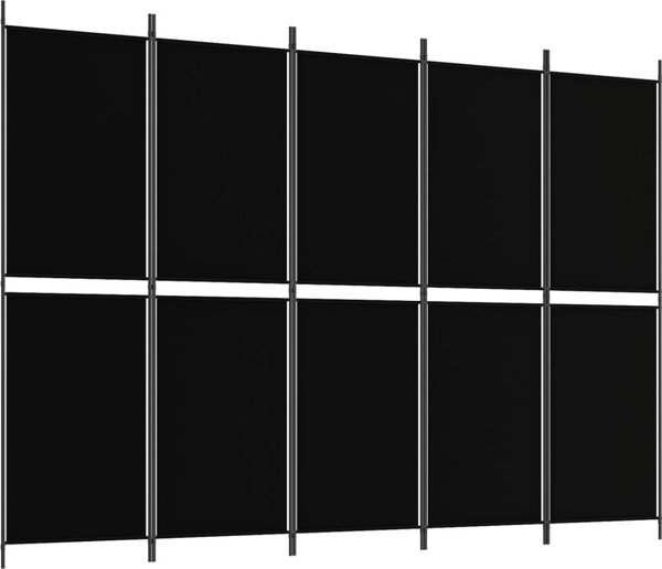 vidaXL vidaXL Parawan 5-panelowy, czarny, 250 x 180 cm, tkanina