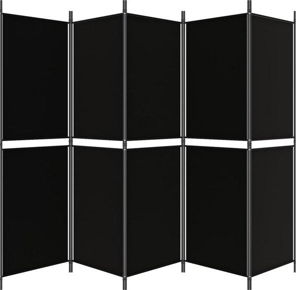 vidaXL vidaXL Parawan 5-panelowy, czarny, 250 x 180 cm, tkanina