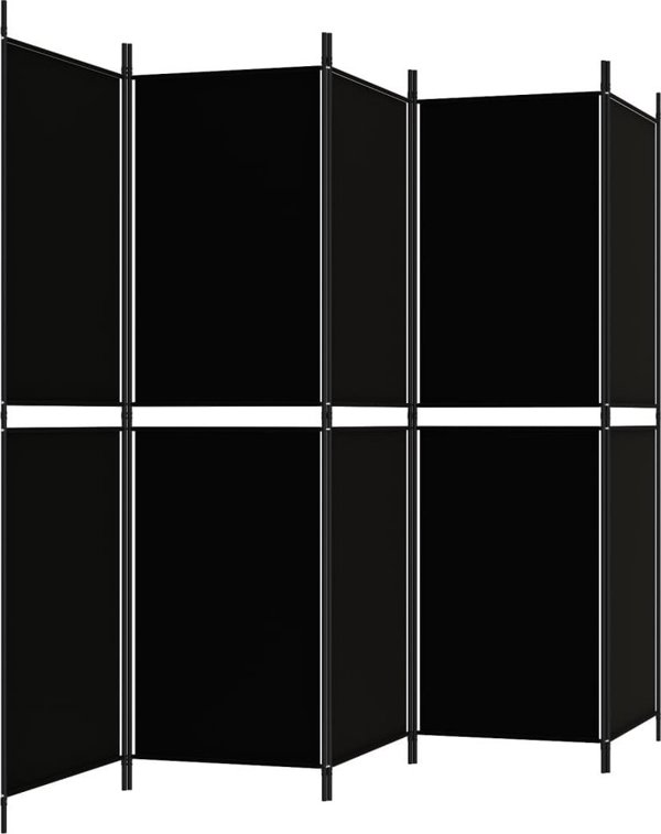 vidaXL vidaXL Parawan 5-panelowy, czarny, 250 x 180 cm, tkanina