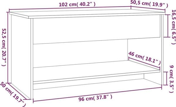 vidaXL Τραπεζάκι σαλονιού από δρυς sonoma 102x50x52,5 cm