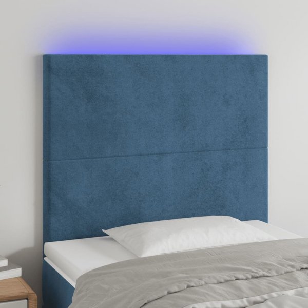 vidaXL Κεφαλάρι για κρεβάτι με LED, σκούρο μπλε, 100x5x118/128 εκ.
