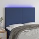 vidaXL Κεφαλάρι κρεβατιού με LED, μπλε, 144x5x118/128 cm, ύφασμα