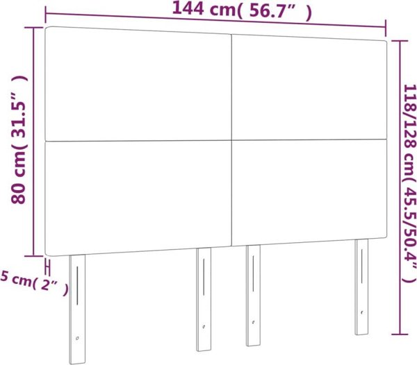 vidaXL Κεφαλάρι κρεβατιού με LED, μπλε, 144x5x118/128 cm, ύφασμα