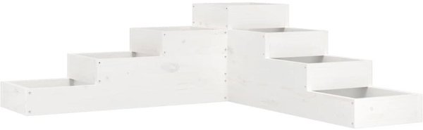 vidaXL Λευκή γλάστρα κήπου 4 επιπέδων 106x104,5x36 εκ. από πεύκο