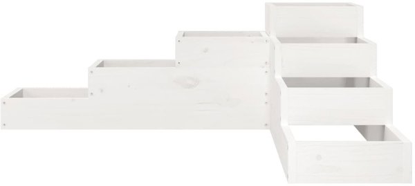 vidaXL Λευκή γλάστρα κήπου 4 επιπέδων 106x104,5x36 εκ. από πεύκο