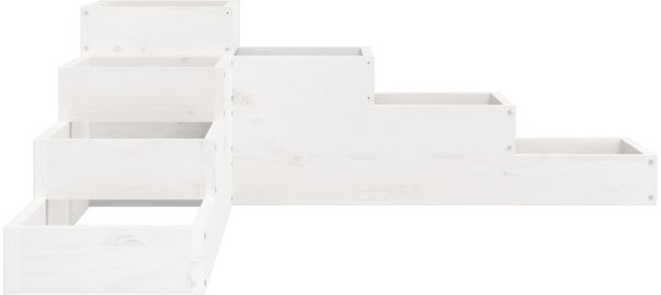 vidaXL Λευκή γλάστρα κήπου 4 επιπέδων 106x104,5x36 εκ. από πεύκο