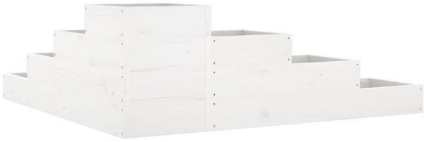 vidaXL Λευκή γλάστρα κήπου 4 επιπέδων 106x104,5x36 εκ. από πεύκο