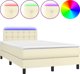 vidaXL Κρεβάτι κοντινένταλ με LED, στρώμα, κρεμ χρώμα, οικολογικό δέρμα 120x200cm