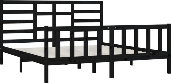 vidaXL Κά_FRAME κρεβατιού, μαύρο, μασίφ πεύκο, 200x200 εκ.
