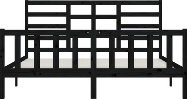 vidaXL Κά_FRAME κρεβατιού, μαύρο, μασίφ πεύκο, 200x200 εκ.