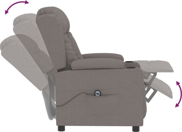 vidaXL Elektryczny fotel rozkladajacy, kolor taupe, obity tkanina