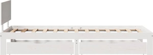 vidaXL Μεταλλική Ράμα Κρεβατιού με Συρτάρια, Λευκή, 90x200 cm, Μασίφ Πεύκο