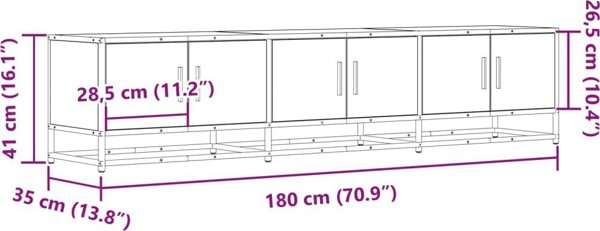 vidaXL Έπιπλο κάτω από τηλεόραση, δρυς σονόμα, 180x35x41 εκ., ξύλινο υλικό