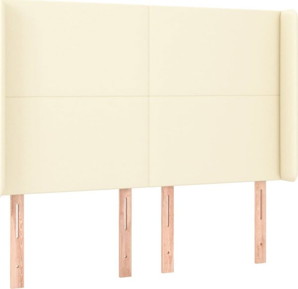 vidaXL Κρεβάτι Continental με LED, στρώμα, κρεμ, οικολογικό δέρμα 140x190cm
