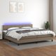 vidaXL Υπέρδιπλο κρεβάτι με στρώμα, taupe, 200x200 εκ., ύφασμα