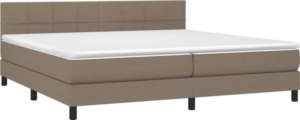 vidaXL Υπέρδιπλο κρεβάτι με στρώμα, taupe, 200x200 εκ., ύφασμα