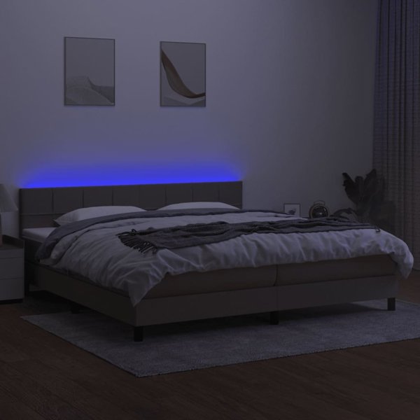 vidaXL Υπέρδιπλο κρεβάτι με στρώμα, taupe, 200x200 εκ., ύφασμα
