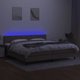 vidaXL Υπέρδιπλο κρεβάτι με στρώμα, taupe, 200x200 εκ., ύφασμα