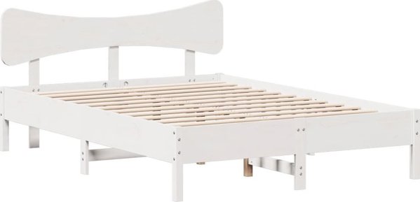 vidaXL Κορμός κρεβατιού χωρίς στρώμα, λευκό, 140x190 εκ., μασίφ πεύκο