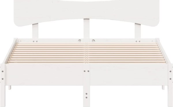 vidaXL Κορμός κρεβατιού χωρίς στρώμα, λευκό, 140x190 εκ., μασίφ πεύκο