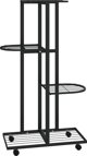 vidaXL Kwietnik με 4 ράφια και ροδάκια, 44x23x80 cm, μαύρο, σιδερένιο