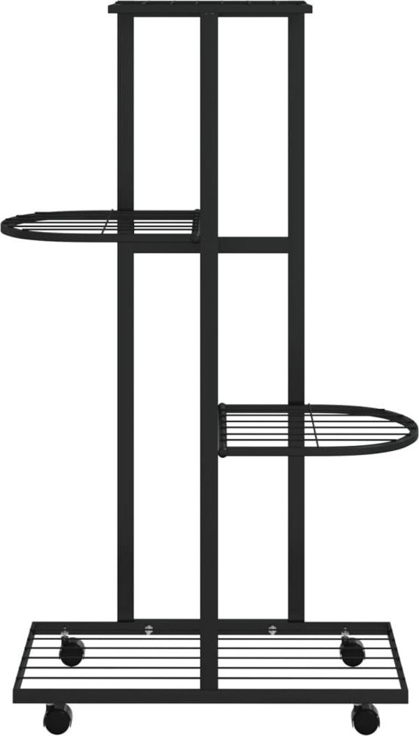 vidaXL Kwietnik με 4 ράφια και ροδάκια, 44x23x80 cm, μαύρο, σιδερένιο