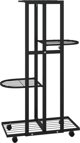 vidaXL Kwietnik με 4 ράφια και ροδάκια, 44x23x80 cm, μαύρο, σιδερένιο