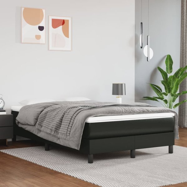 vidaXL Κοντινενταλ κρεβάτι με στρώμα 120x200 cm από οικολογικό δέρμα, μαύρο