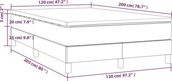 vidaXL Κοντινενταλ κρεβάτι με στρώμα 120x200 cm από οικολογικό δέρμα, μαύρο