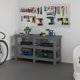 vidaXL vidaXL Stolik roboczy, szary, 142,5x50x80 cm, lite drewno sosnowe