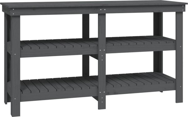 vidaXL vidaXL Stolik roboczy, szary, 142,5x50x80 cm, lite drewno sosnowe