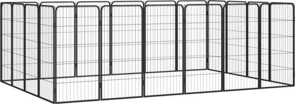 vidaXL Kojec dla psa, 20 paneli, czarny, 50x100 cm, stal
