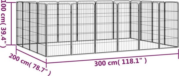 vidaXL Kojec dla psa, 20 paneli, czarny, 50x100 cm, stal