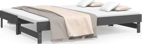 vidaXL Lotko rozsuwane, szare, 2x(100x200) cm, lite drewno sosnowe
