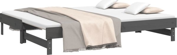 vidaXL Lotko rozsuwane, szare, 2x(100x200) cm, lite drewno sosnowe