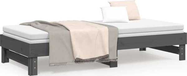 vidaXL Lotko rozsuwane, szare, 2x(100x200) cm, lite drewno sosnowe